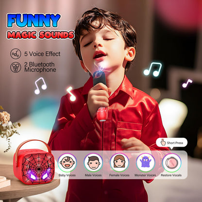 Mini Karaoke Machine Toys Gifts: Kids Toys Easter Birthday Gifts for 4 5 6 7 8 9 Years Old Girl Boy LED Portable Bluetooth Speaker with 2 Wireless Microphone Girl Boy Kid Adult Gift Toy Age 3-12+