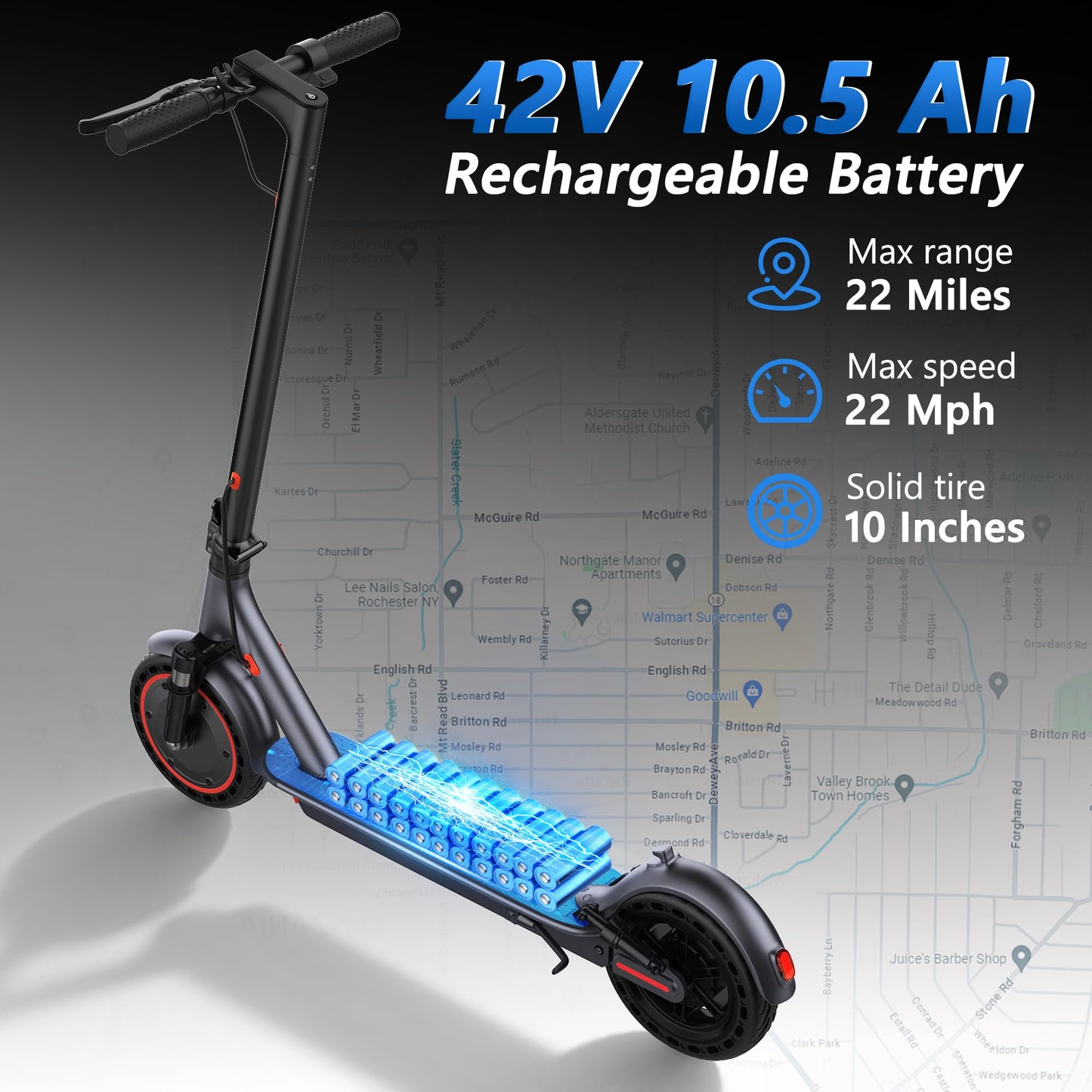 Electric Scooter for Adults, 8.5"/10" Tires, 19/22Mph, 350W/500W Motor, 21-28 Miles Range, Folding E-Scooter with Dual Suspension,APP(V1/SPRO/MAX/PRO)