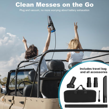 Car Vacuum Cleaner - Portable Handheld Vacuum High Power with 16.4ft Cord, Bag, LED Light & Attachments - DC 12V High Power Small Vacuum for Car, RV, Boats, Travel
