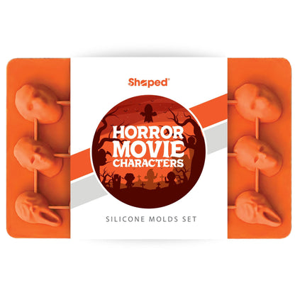 ShapedIceMolds Horror Movie Character Molds – Halloween Silicone Molds for Chocolate, Candy, Resin, Crafts – 3D Scary Film Icons for Party Treats & DIY Decor (Orange)