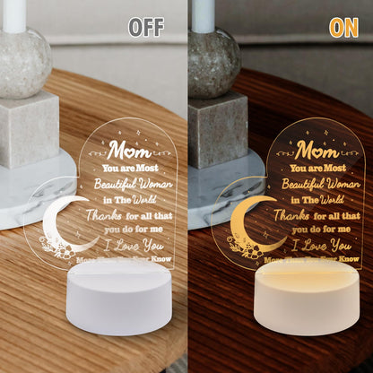 RSUARSUA Gifts for Mom from Daughter Son - Mom Birthday Gifts Acrylic 3D Text Night Light, Mom Gifts for Christmas, Mother's Day, Birthday, Thanksgiving