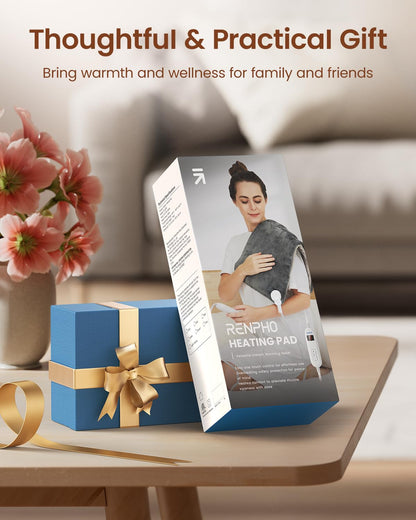 Fathers Day Dad Gifts, RENPHO Heating Pad for Back Pain Relief & Period Cramps, FSA HSA Eligible, 12" x24‘’ Electric Heat Pad for Neck and Shoulder, Birthday Gifts for Men, ETL Certified (Gray)