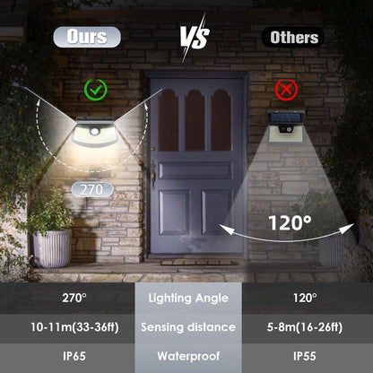 Aootek New Solar Motion Sensor Lights 120 LEDs with Lights Reflector,270° Wide Angle, IP65 Waterproof, Step Lights for Front Door, Yard, Garage, Deck (Front Button 6-Pack)