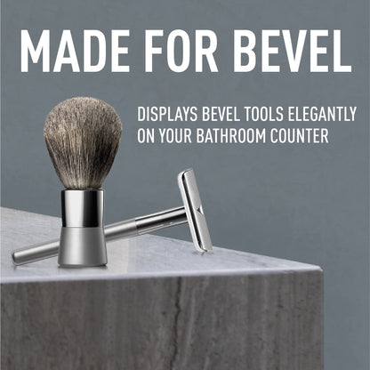 Shaving Kit for Men with Shaving Brush & Safety Razor Stand by Bevel - Starter Shave Kit, Includes Safety Razor, Shaving Brush, Shave Stand, Shave Cream, Pre Shave Oil, Balm and 20 Blades