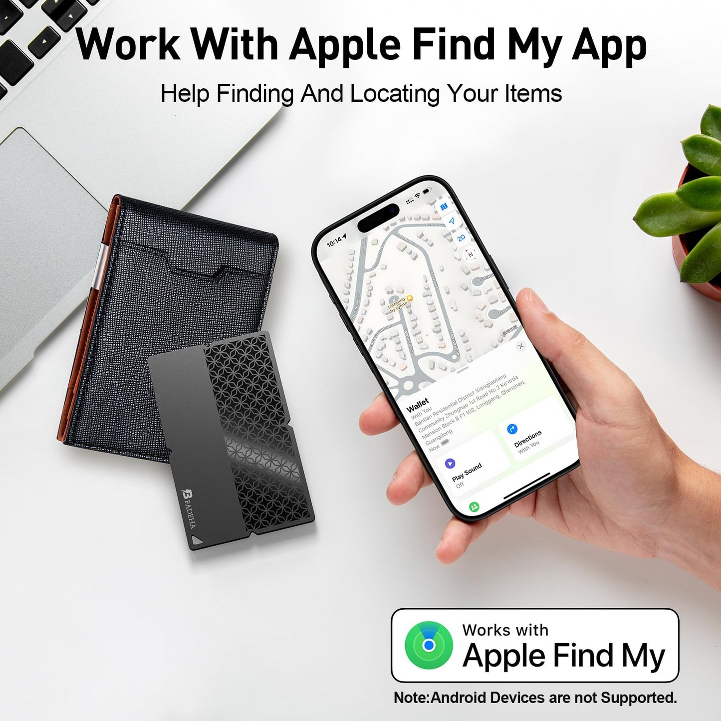 BFADEHA 2026 [Apple MFi Certified] (iOS Only) Bluetooth Tracker Smart Card for Apple Find My iPhone Wallet GPS Tracker, 5-10 Years Staying Power, Keys Finder and Item Locator for Keys, Bags, Passport