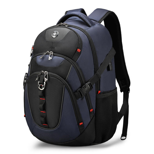 Swissdigital Design Travel Backpack for Men, 31L Business Anti Theft Laptops Backpack with USB Charging Port, College Backpack Airline Approved Fits 15.6 inches Laptops, School Bookbag for Men SD803