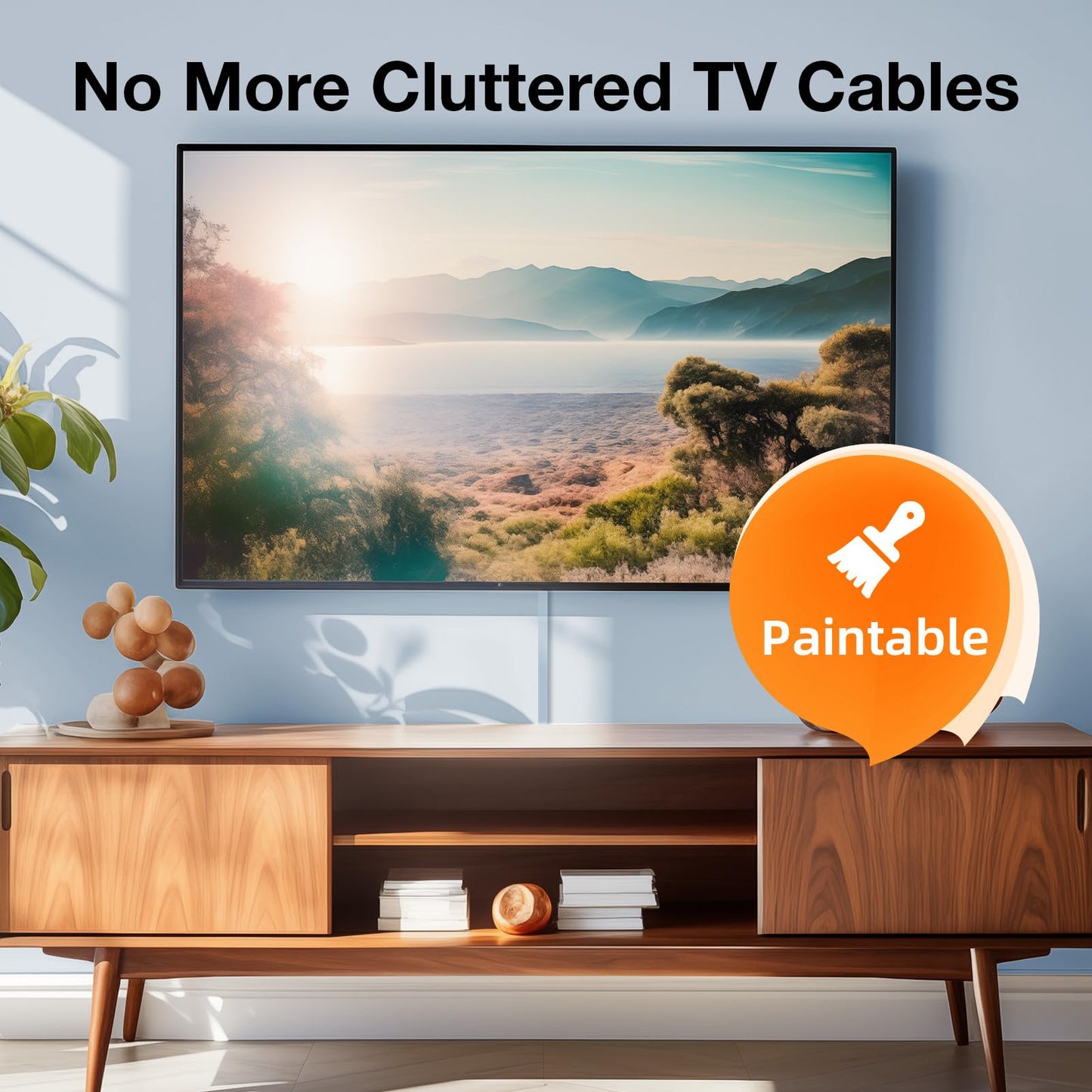 Delamu 56.7in Cord Hider, Cord Covers for Mini Wire on Wall, Paintable Cable Hider Wire Covers for Cords, Self-Adhesive Cable Cover Management, Easy Set-up Wires Hiders for TV, W0.55 H0.4in, White