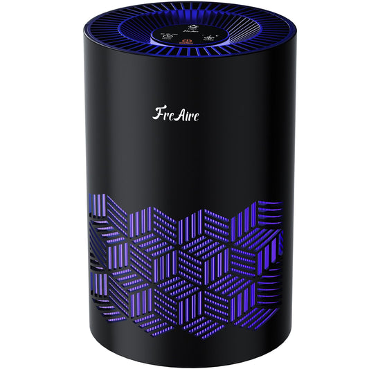 FreAire Air Purifiers for Bedroom, HEPA Air Purifier with RGB Lights Air Purifiers for Pets Dust Smoke Pollen Dander Smell, Portable Air Purifier with Air Filter For Home (Black)