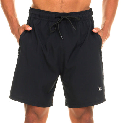 Champion Mens Swim Trunks with Compression Liner, 2 in 1 Mens Bathing Suit Shorts, 7 Inch Inseam Board Shorts for Swimming Black