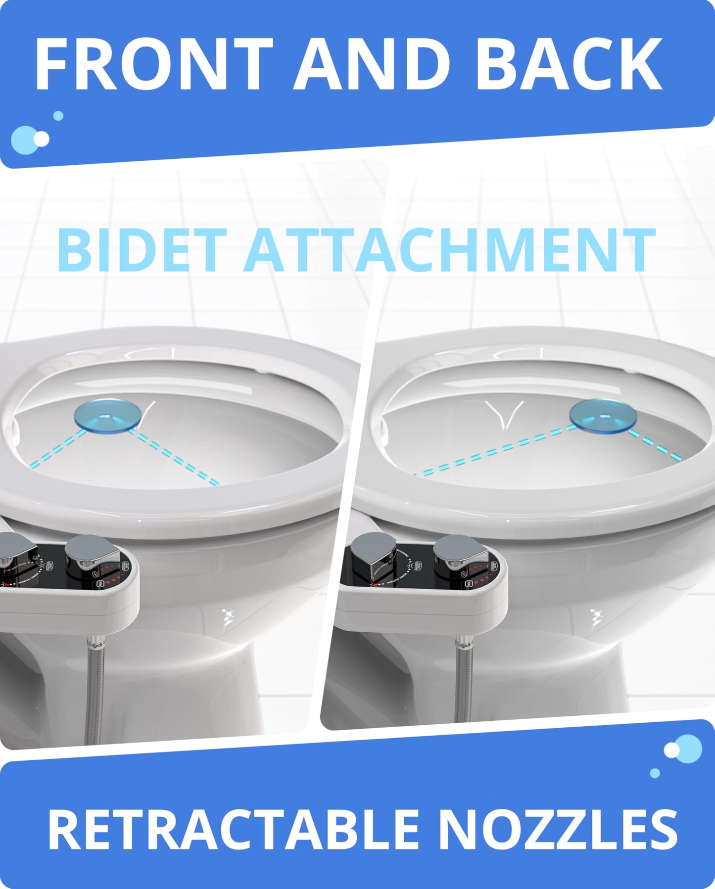 Clear Rear Bidet Attachment for Toilet - Self-Cleaning Dual Nozzle Bidet Toilet Seat with Adjustable Water Pressure - Easy Installation - Hygienic Toilet Accessories - FSA bidet HSA bidet