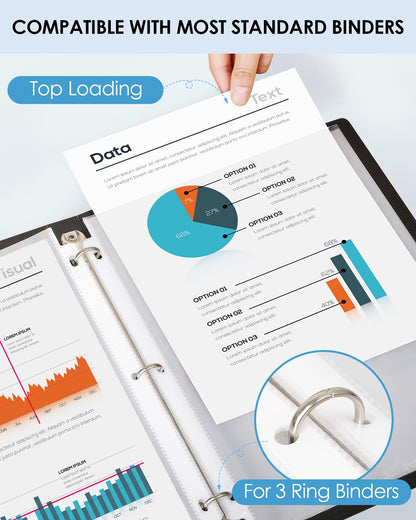 KTRIO Sheet Protectors 8.5 x 11 inch, Clear Page Protector for 3 Ring Binder, Plastic Sleeves for Binders, Top Loading Paper Sheets Document Sleeve Letter Size, Office & Home, 50 Pack