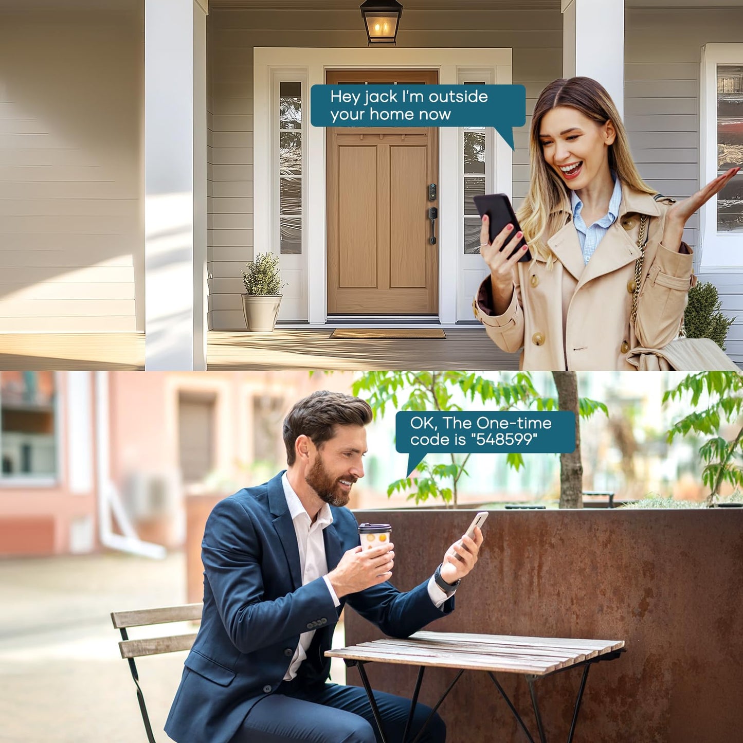 Smart Lock Front Door, SMONET Keyless Entry Door Lock with Handle, Smart Front Door Lock Set Fingerprint Smart Deadbolt Bluetooth Electronic Digital Keypad Lock, Auto Lock Work with Alexa, Black