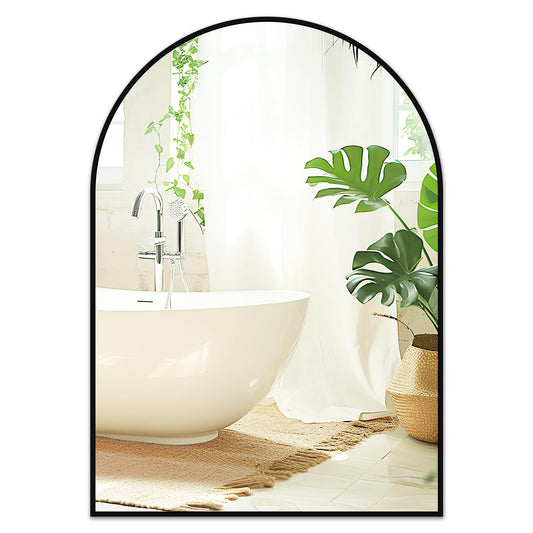 Fabuday Large Black Arch Mirror for Bathroom Wall - 26x38 Big Arched Mirror for Over Sink, Hanging Metal Framed Mirrors for Living Room, Bedroom, Entryway, Hallway Decor