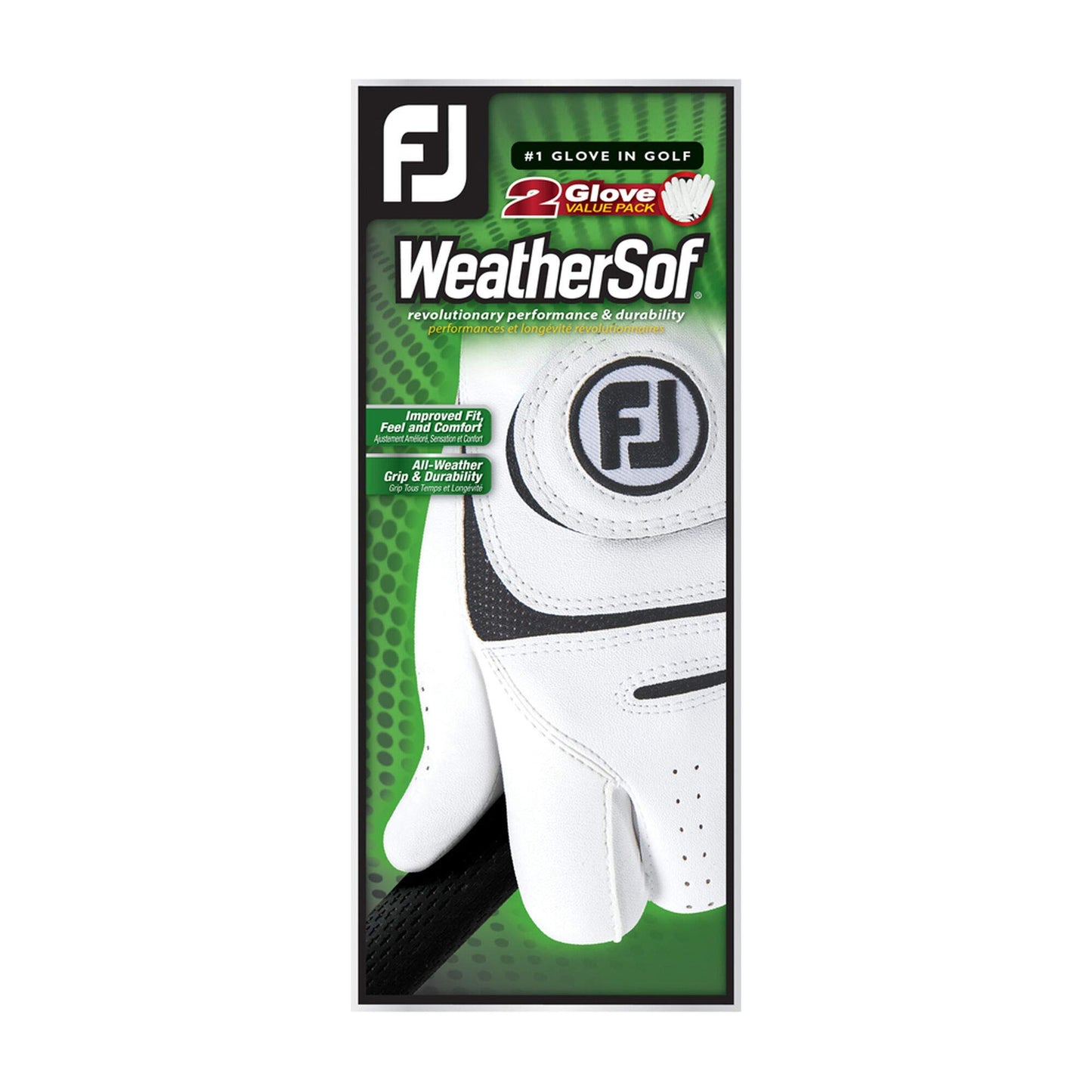 FootJoy Men's WeatherSof 2-Pack Golf Glove White Cadet Medium, Worn on Left Hand