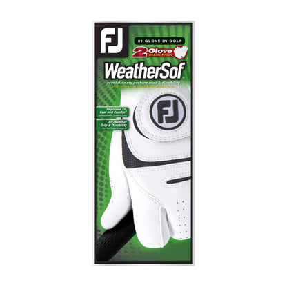 FootJoy Men's WeatherSof 2-Pack Golf Glove White Cadet Medium, Worn on Left Hand