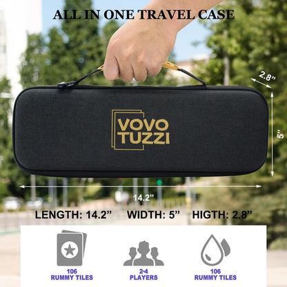 Rummy Cube Game Original, 106 Rummy Tiles Game Set, with 4 Racks/Trays& 160 Rummy Tiles,with One Zipper Box, Travel & Family Board Game for Adults and Kids