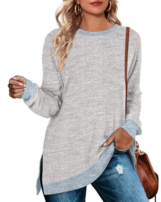 Womens Tunic Sweatshirts Winter Pullover Sweaters for Women Grey Large tunic-shirts Women's Tunics