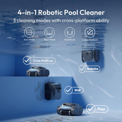 Bubot 700 Pool Cleaner Robot, Cordless Pool Vacuum with Superior Suction, Triple Motors, Smart Navigation, APP Control, Wall/Waterline, 140-Min Runtime for Inground Pools up to 861 Sq.Ft, Space Grey