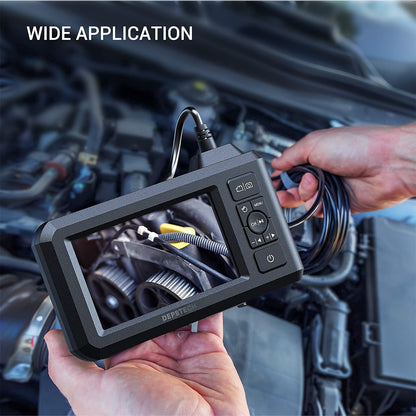 DEPSTECH Dual Lens Industrial Endoscope, 1080P Digital Borescope Inspection Camera, 7.9mm IP67 Waterproof Camera, Sewer Camera with 4.3" LCD Screen,7 LED Lights,16.5FT Semi-Rigid Cable,32GB Card-Black