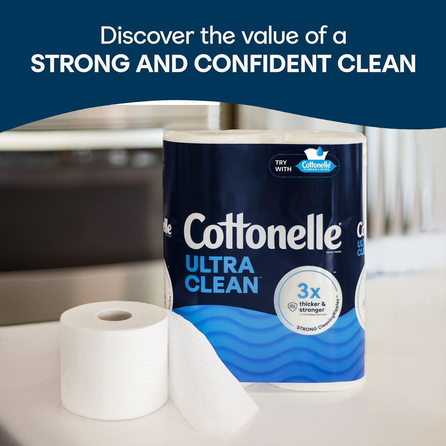 Cottonelle Ultra Clean Toilet Paper, 24 Super Mega Rolls (24 Super Mega Rolls = 144 Regular Rolls) (4 Packs of 6), 426 Sheets Per Roll, Packaging May Vary