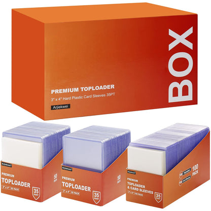 Arjiekwei 3"X4" Card Sleeves Top Loaders for Cards, Baseball Card Protectors Hard Plastic, Premium Toploaders for Cards, Card Holder for Sports Baseball Trading Football Game Cards (100 Top Loaders)