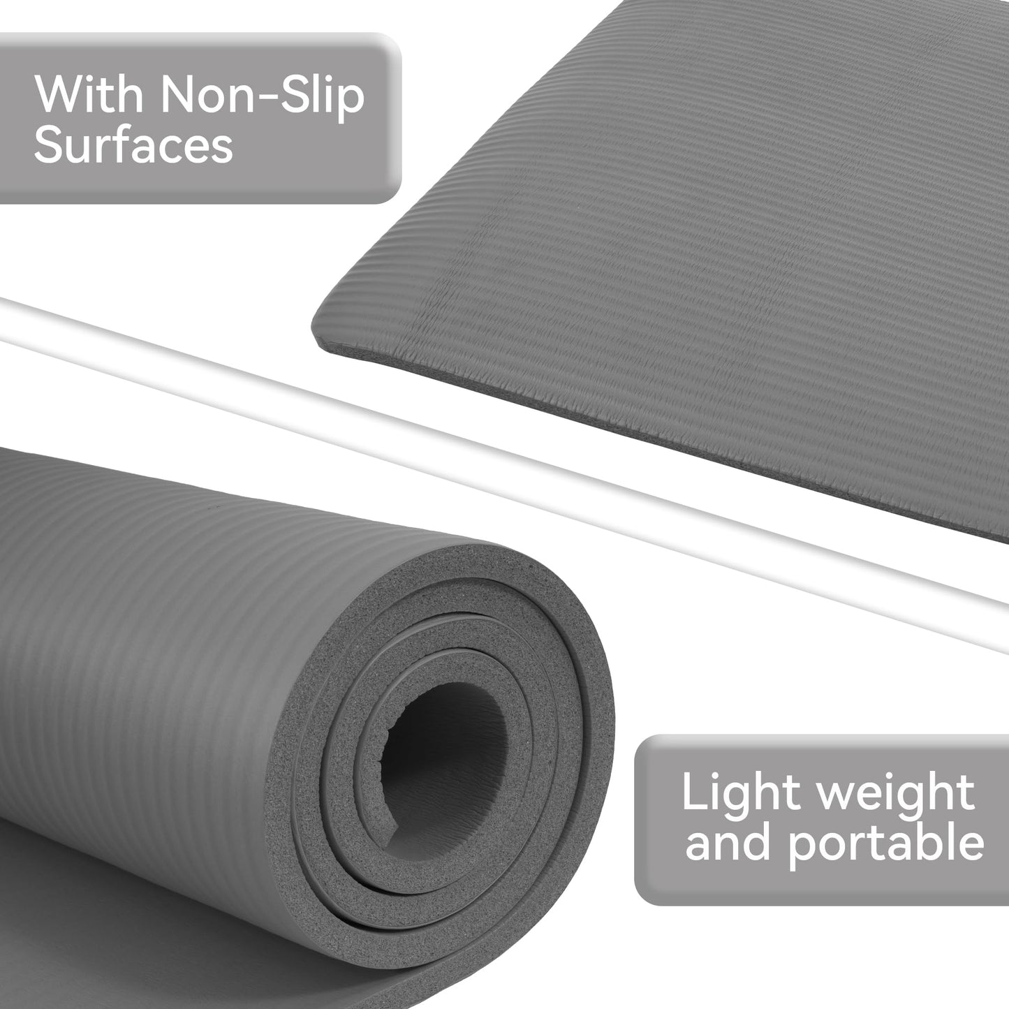 Yoga Mat, 1/2-Inch Extra Thick High Density Exercise Mat, Anti-Tear Exercise Yoga Mat with Carrying Strap, Suitable for Various Yoga Exercises