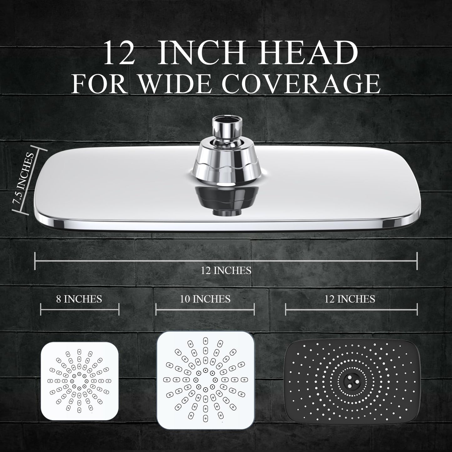 Veken 12 Inch High Pressure Rain Shower Head Combo with Extension Arm- Wide Rainfall Showerhead with 6 Handheld Water Spray - Adjustable Dual Showerhead with Anti-Clog Nozzles - Silver Chrome