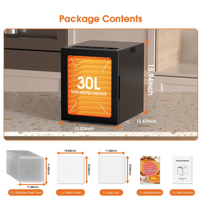 Food Dehydrator for Jerky, 12-Trays Stainless Steel Digital Food Dryer Machine for Home,10 Presets, 48H Timer and Temperature Control, 850W Dehydrators for Food and Jerky, Dog Treats,Meats & Veggies