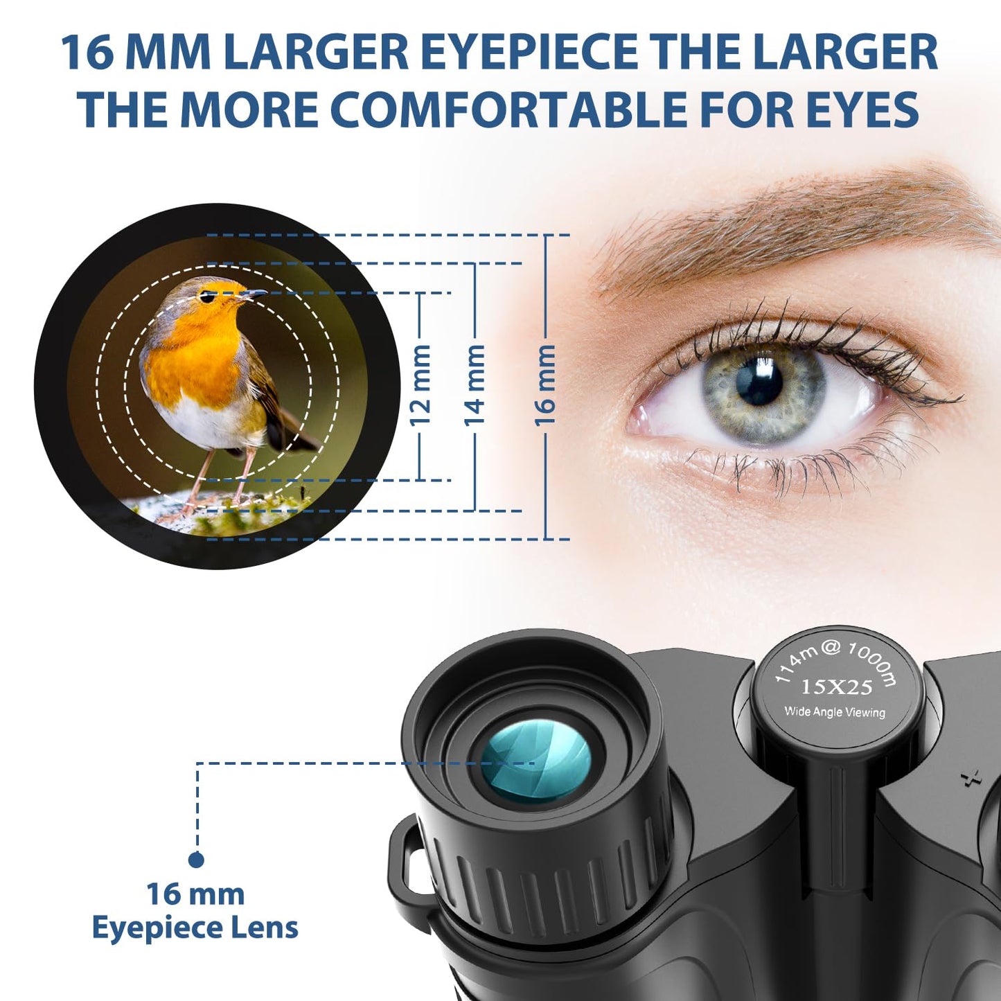 Binoculars 15x25 for Adults,Waterproof Binoculars with Low Light Night Vision, Durable & Clear Binoculars for Sightseeing,Concerts and Bird Watching