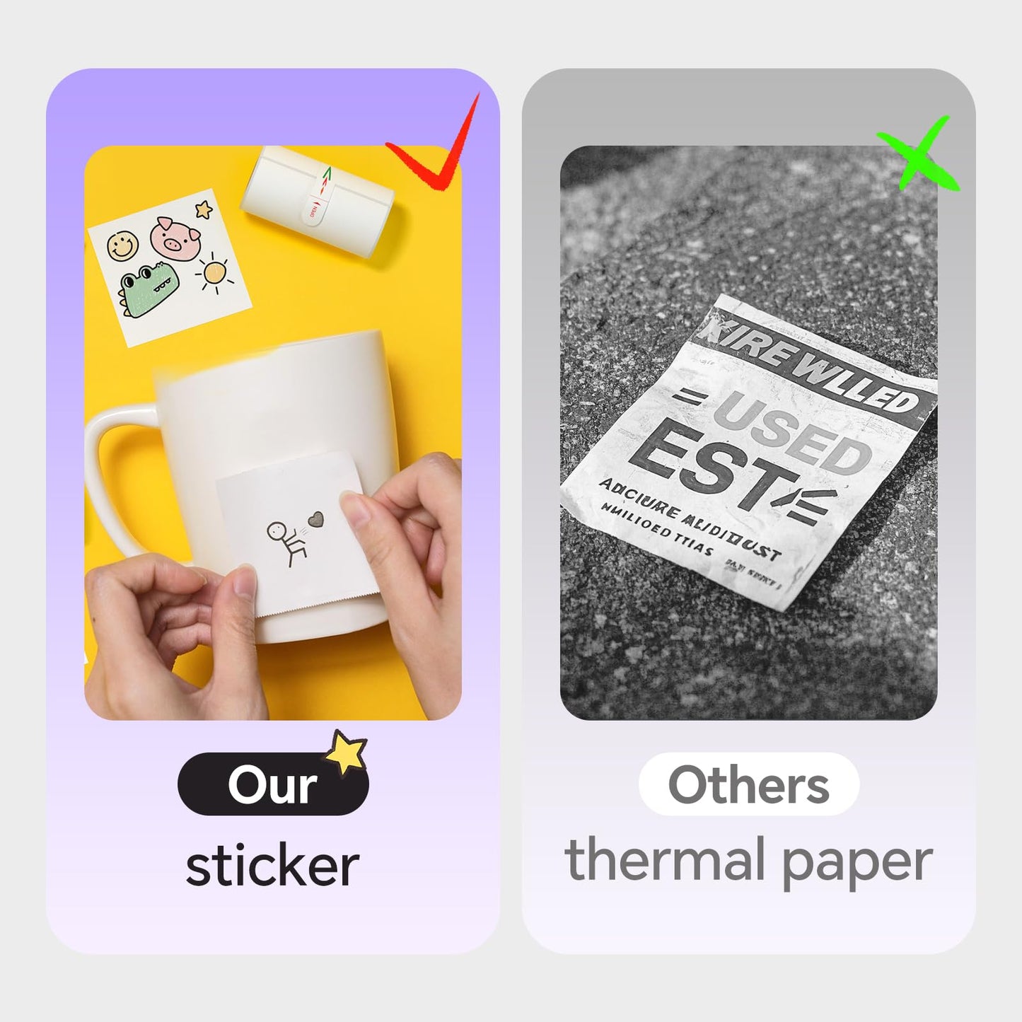 HPRT Mini Printer Sticker Maker with 1 Rolls Paper, Bluetooth Portable Thermal Printer, Print Pods Printer for Pictures, Study Notes, Kid's DIY Creation, Memo, List, Compatible with Phone