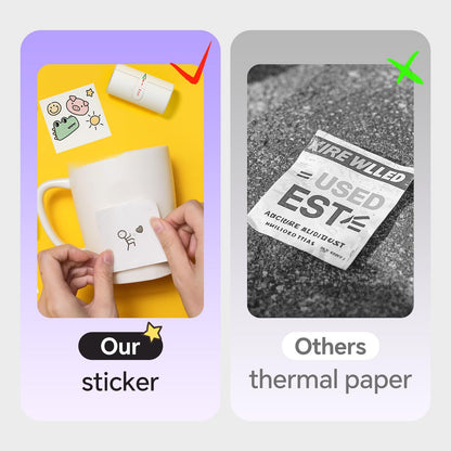 HPRT Mini Printer Sticker Maker with 1 Rolls Paper, Bluetooth Portable Thermal Printer, Print Pods Printer for Pictures, Study Notes, Kid's DIY Creation, Memo, List, Compatible with Phone