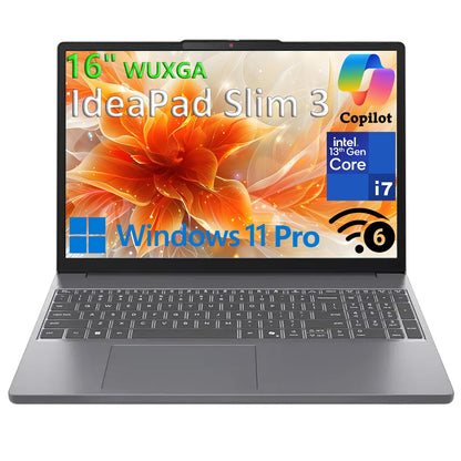 Lenovo IdeaPad Slim 3 Laptop Computer for Home Student Study, Intel 10-Core i7-13620H (Beat Ultra 7 255U), 16GB DDR5 RAM, 512GB PCIe SSD, 16" FHD+, WiFi 6, Bluetooth 5.2, Luna Grey, Windows 11 Pro