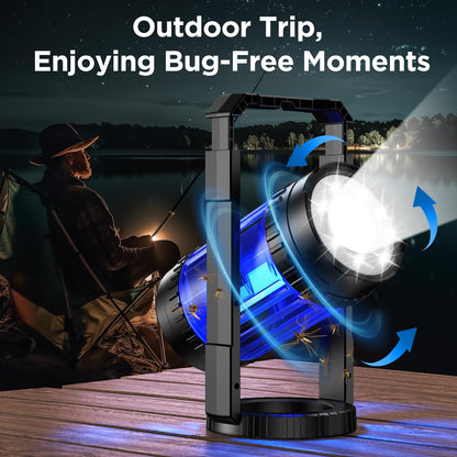 Evolpol Bug Zapper Outdoor & Indoor, 5000mAh Rechargeable 4 in 1 Electric Mosquito Zapper, 4200V with LED Light Hanging Portable Mosquito Killer，Fly Trap for Outdoor Patio, Camping, Backyard, Fishing