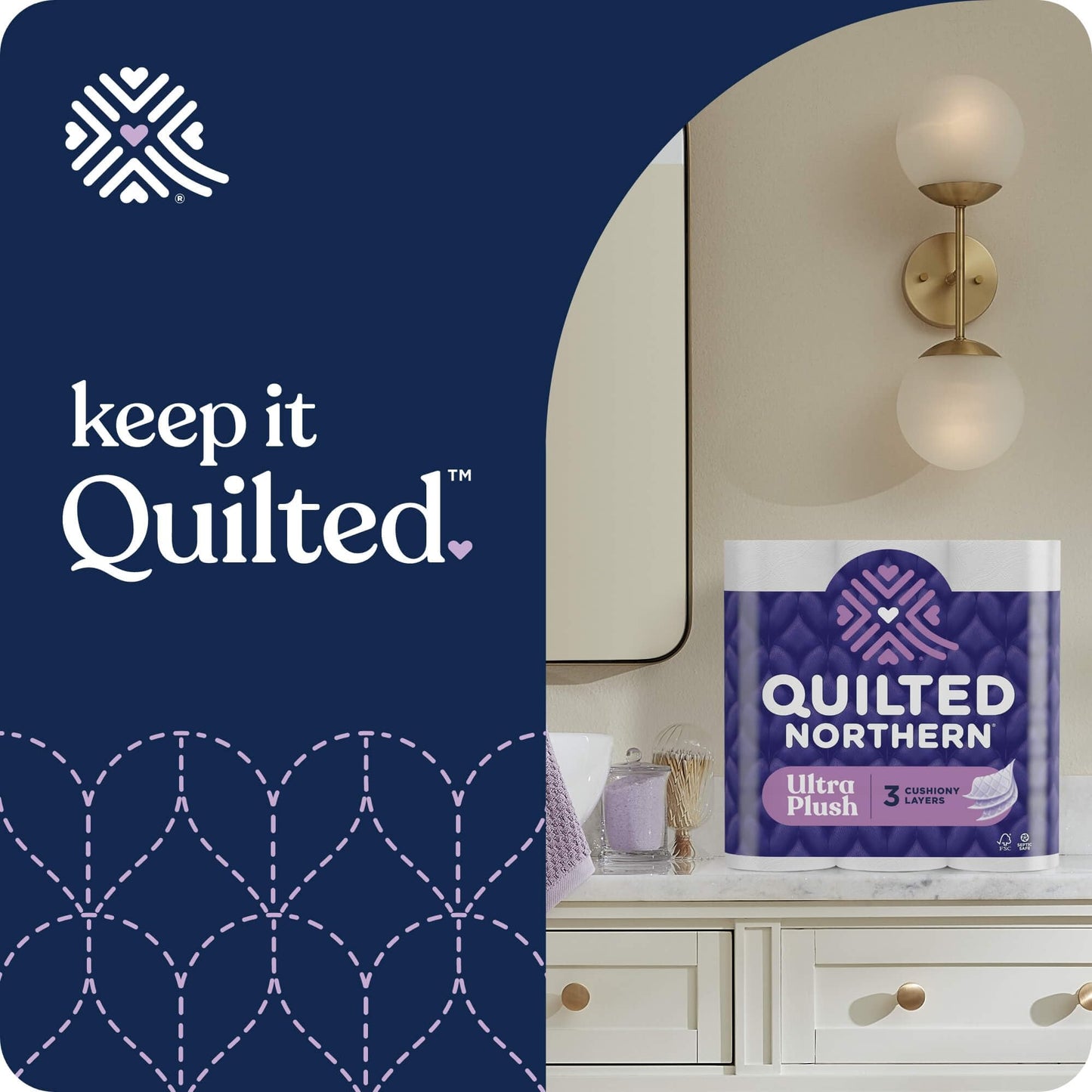 Quilted Northern Ultra Plush Toilet Paper, 32 Mega Rolls = 128 Regular Rolls, 3X Thicker, 3 Ply Soft Toilet Tissue