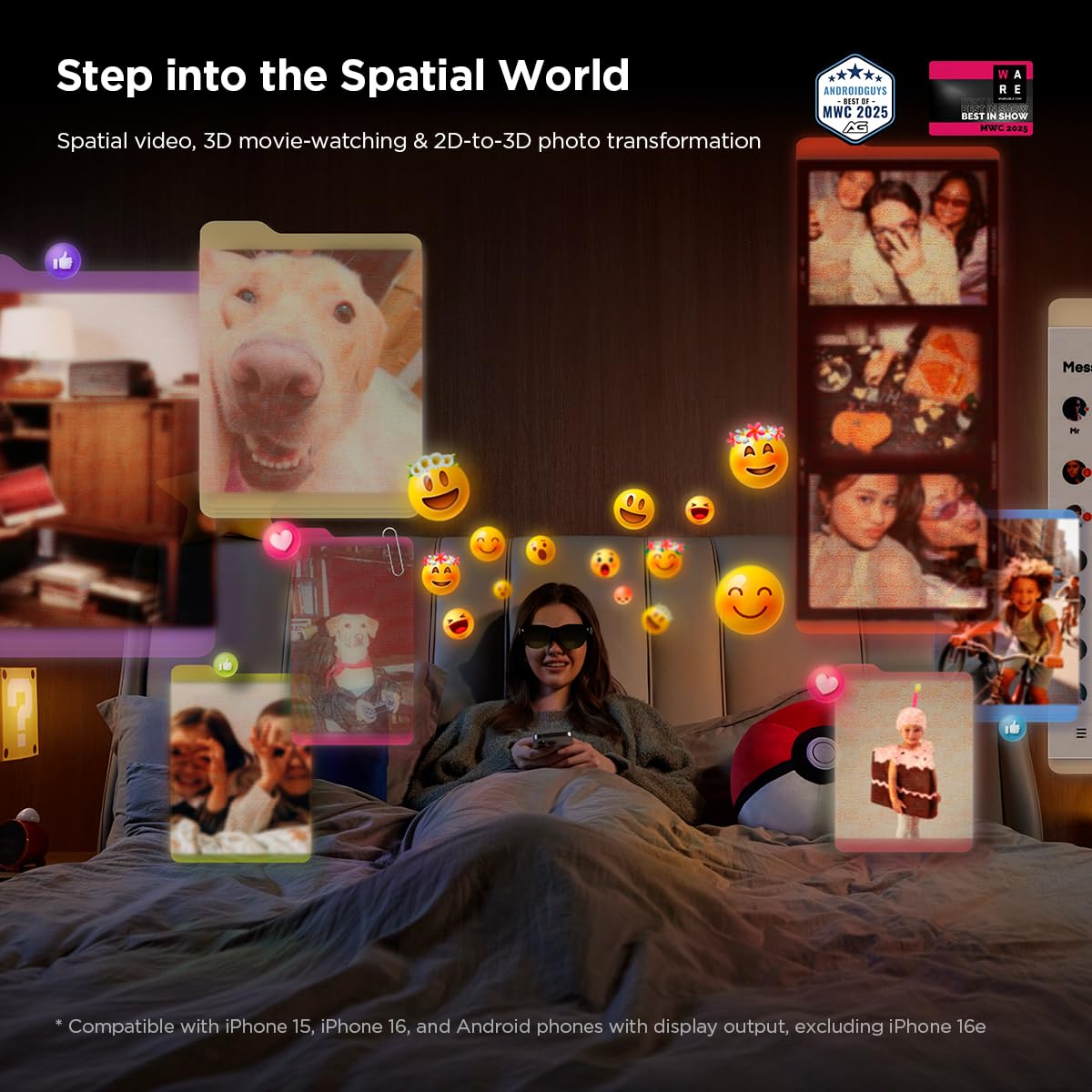 RayNeo Air 3s AR/XR Glasses, 201" 120Hz FHD HueView Display, Portable AR Video Eyewear Gaming Glasses for iPhone 16/15, Android, Mac, Switch, PS5, Steam Deck - Next-Gen Wearable Theater