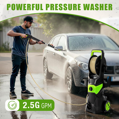 Electric Pressure Washer, 2.5 GPM High Power Washer with 4 Nozzles Set & Foam Cannon, Power Washer for Driveways, Cars, Fences, Decks, Patios, and Outdoor Cleaning