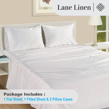 LANE LINEN 100% Egyptian Cotton Sheets Queen Size - 1000 Thread Count White Bed Sheets for Queen Size Bed, Long Staple Cotton Bedding Sheets, Sateen Weave, Luxury Hotel Sheets, Fits upto 17" Mattress