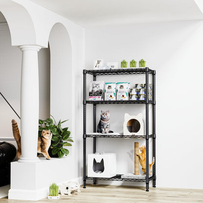 M MZG 1000 lbs 4 Tier Shelf Metal Storage Shelves Shelving Wire Rack Heavy Duty Closet Organizers for Garage Kitchen Bathroom Laundry Black 15.7" D x 33.5" W x 59.5" H