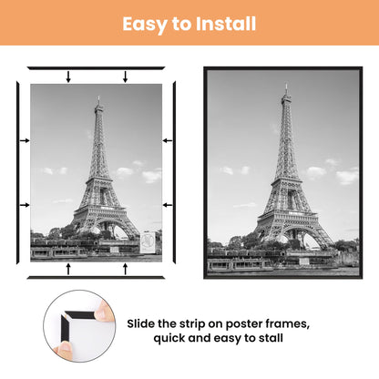upsimples 20x30 Picture Frame Black 3 Pack, Scratch-Proof Poster Frames 20 x 30 for Photo Gallery - Slide-In Strips, Horizontal or Vertical Wall Mounting