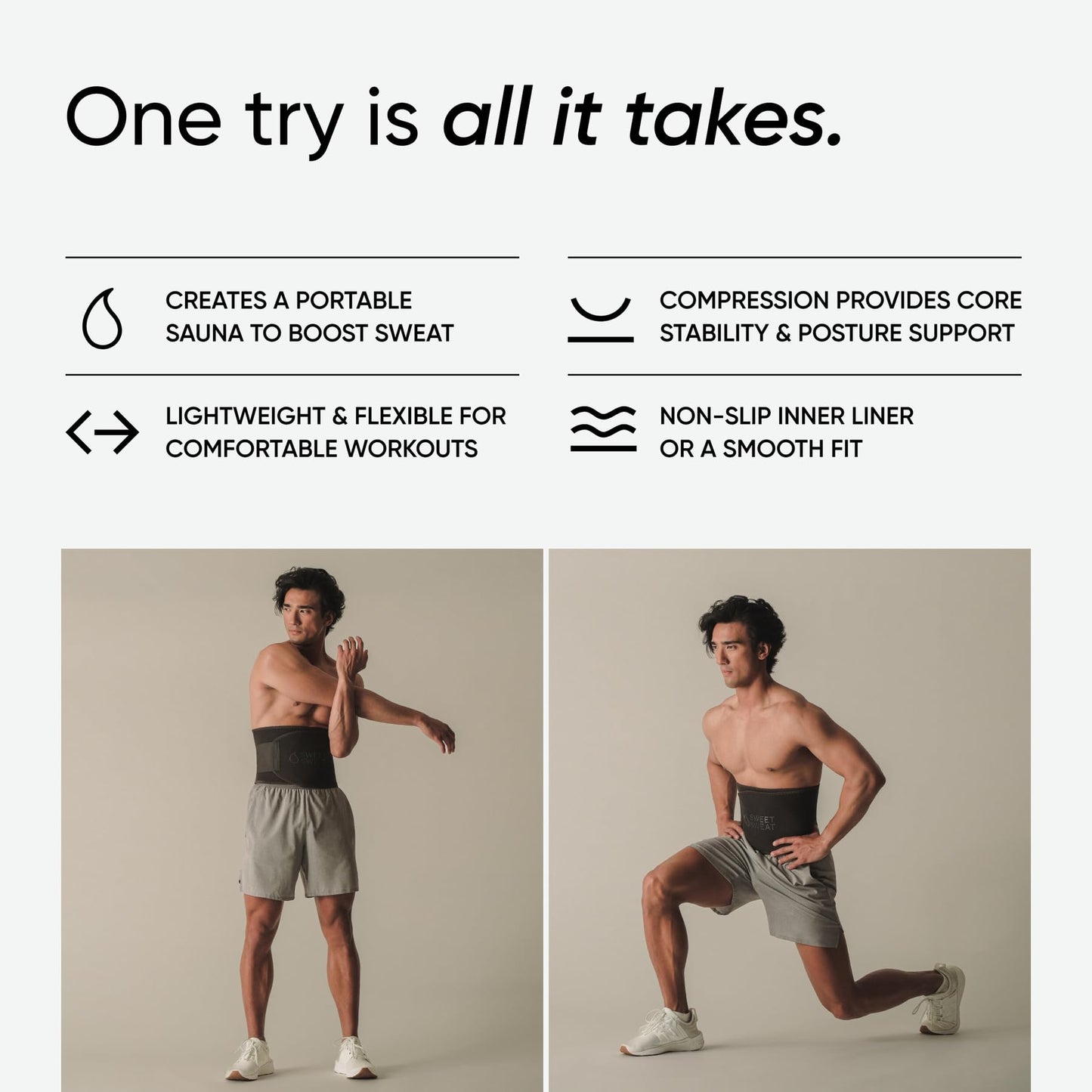 Sports Research Sweet Sweat Waist Trimmer (Core Series) - Premium Sweat Enhancing Fitness Band for Women & Men - Adjustable Fit · Latex-Free Neoprene - Matte Black, Small