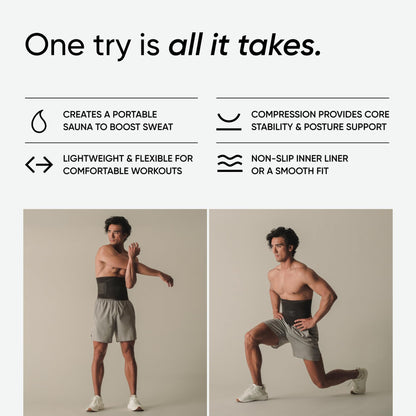 Sports Research Sweet Sweat Waist Trimmer (Core Series) - Premium Sweat Enhancing Fitness Band for Women & Men - Adjustable Fit · Latex-Free Neoprene - Matte Black, Small