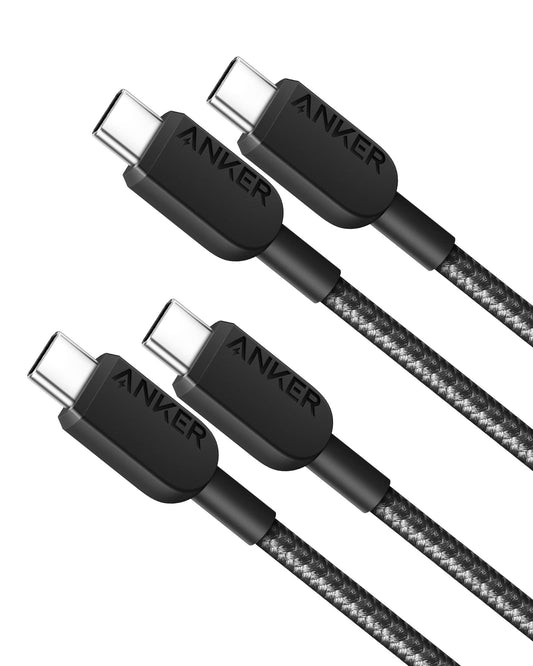 Anker USB C to USB C Cable,Type C Charger Fast Charging Cord (3FT,2Pack) for iPhone 16/15 Series,iPad Air 4,MacBook Pro 2022 and More (USB 2.0,Black)