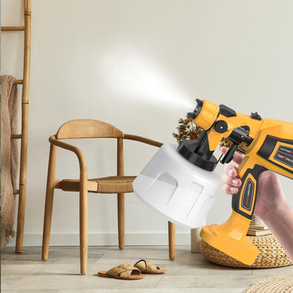 Paint Sprayer 1000W High Power Electric Spray Paint Gun with Adjustable Spray Width Knob,1400ML Container,4 Nozzles & 3 Patterns,Easy to Clean for Furniture Cabinets House Painting Yellow