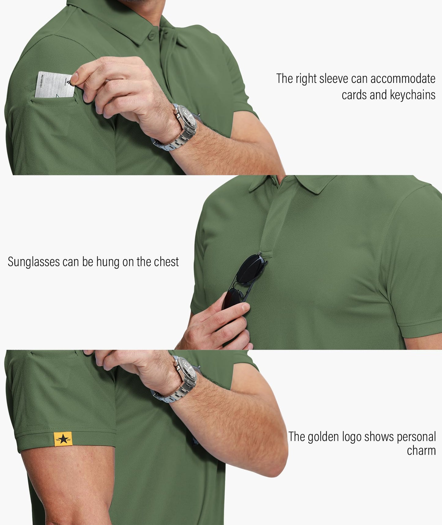 ZITY 5 Pack Mens Polo Shirt Short Sleeve Sports Golf Tennis T-Shirt Moisture-Wicking Summer Shirts