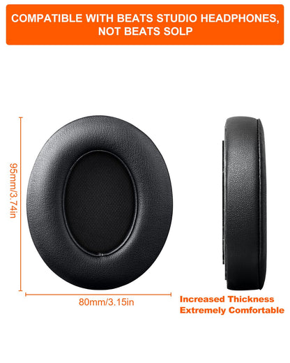 F FEYCH Beats Studio Replacement Earpads for Beats Studio 3 &Beats Studio 2 (B0500/ B0501) 2 Pieces Noise Isolation Comfortable Memory Foam Ear Cushions (Black)