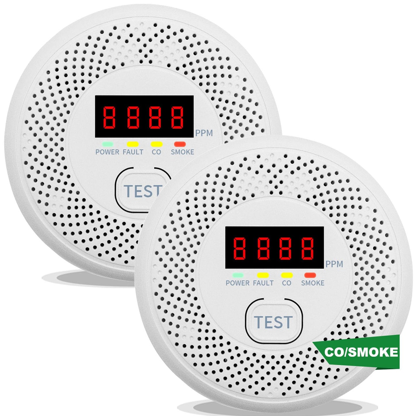 Vzmcov Carbon Monoxide and Smoke Detector LCD Display, Battery Powered, Dual sensors, 85dB Voice Alarm and Real-time Tracking, Suitable for Home/Kitchen/Bedroom/RV (Small Screen, 2Pack-CO&Smoke)