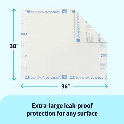 Medline Ultrasorbs Advanced Extra Strength Drypads, 30" x 36", 70 Count, Super Absorbent Disposable Pads, Incontinence Bed Pads, Chucks Bed Pads, Elderly, 350 lb Repositioning Capacity