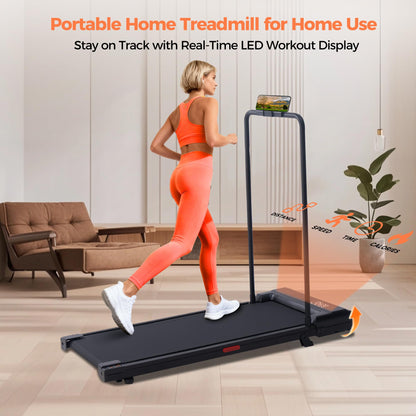 SUOUER Walking Pad Treadmill with Handle Bar, 2026 Upgrade Portable Under Desk Treadmill for Home Small with Handles, 3.0HP Walking Pad for Home, 0.6-7.6MPH, 350LBS