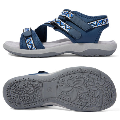 Zelaprox Women Comfortable Walking Sandals with Arch Support Hiking Sandals Casual Summer Athletic Sandals for Outdoor with 3 Adjustable Hook and Loop Strap
