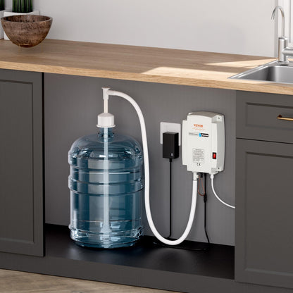 VEVOR Bottled Water Dispenser Pump System, 5 Gallon Dispensing System, Automatic Electric Water Dispenser, Single Inlet Water Jug Pump, Compatible Use with Coffee/Tea Machine, Refrigerator, Ice Maker